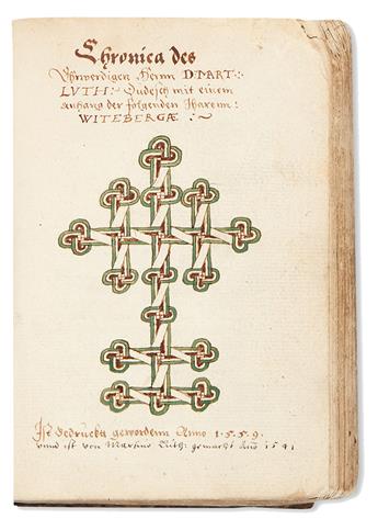 MANUSCRIPT.  Chronica des Ehrwerdigen Herrn D. Mart. Luth. Dudesch [sic].  Manuscript in German on paper.  1559